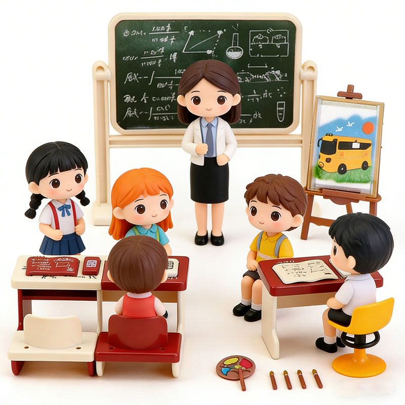 Kids Education Desk - ชุดเฟอร์นิเจอร์ขนาดจิ๋ว โต๊ะและเก้าอี้สำหรับบ้านตุ๊กตา ชุดของเล่นบ้านตุ๊กตาสไตล์โมเดิร์น สำหรับนักสะสม ของตกแต่ง ของเล่นเด็ก