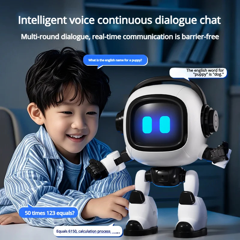 Kids Education Desk - หุ่นยนต์โต๊ะทำงาน AI แบบโต้ตอบได้ พร้อมฟังก์ชันจดจำเสียง เป็นเพื่อนสนทนารู้คุยกัน เกมส์เสริมทักษะ