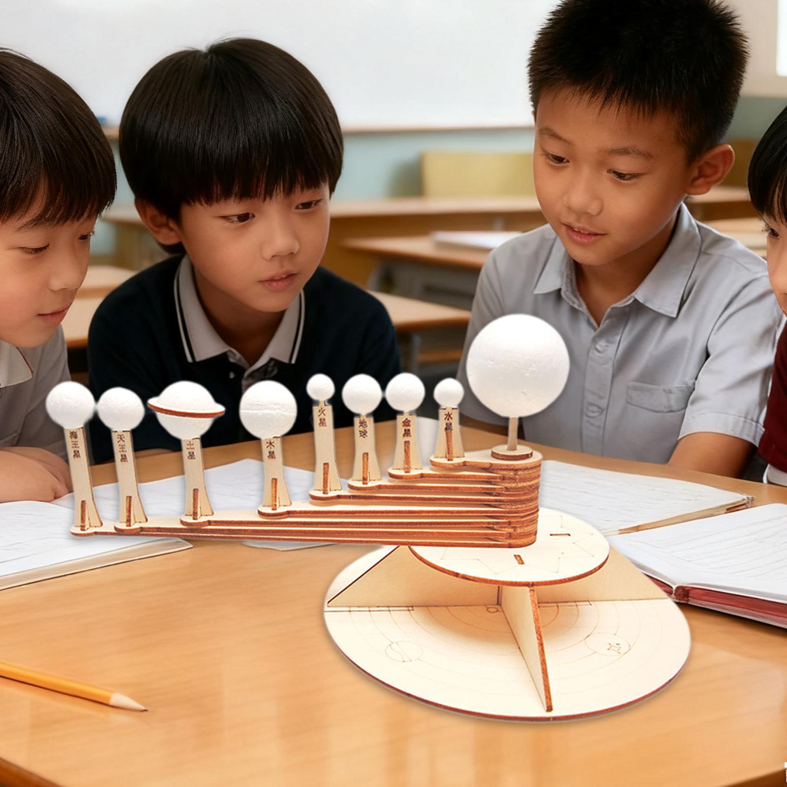 Solar System Model - ชุดบล็อกไม้สร้างสรรค์รูปดาวเคราะห์ STEM สำหรับกิจกรรมยานอวกาศระดับประถมศึกษา