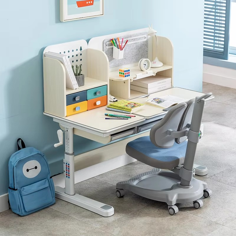Kids Education Desk - เด็กโต๊ะการเรียนรู้Ergonomic Smart Studyการศึกษาโต๊ะและเก้าอี้ชั้นวางหนังสือปรับความสูงไม้สําหรับเด็ก 50