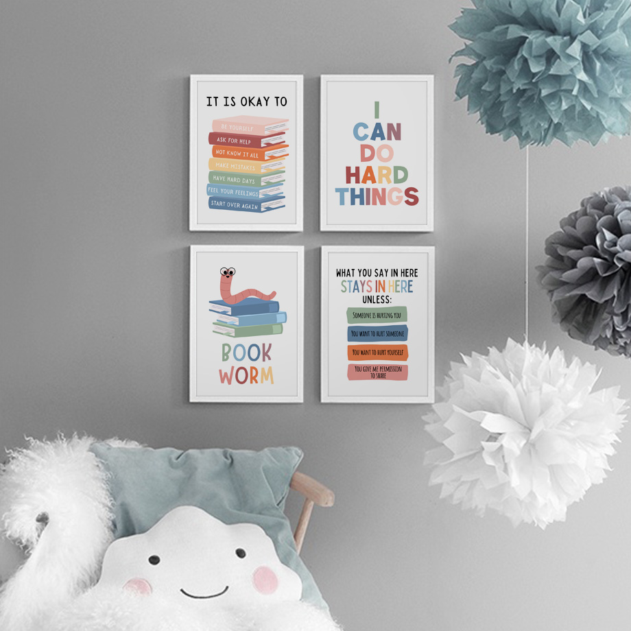 Kids Education Quotes In English - ภาษาอังกฤษการศึกษาคําคมสร้างแรงบันดาลใจห้องเรียนโปสเตอร์และพิมพ์ Wall Art ภาพวาดผ้าใบโมเดิร์นในร่มเด็กตกแต่งบ้าน