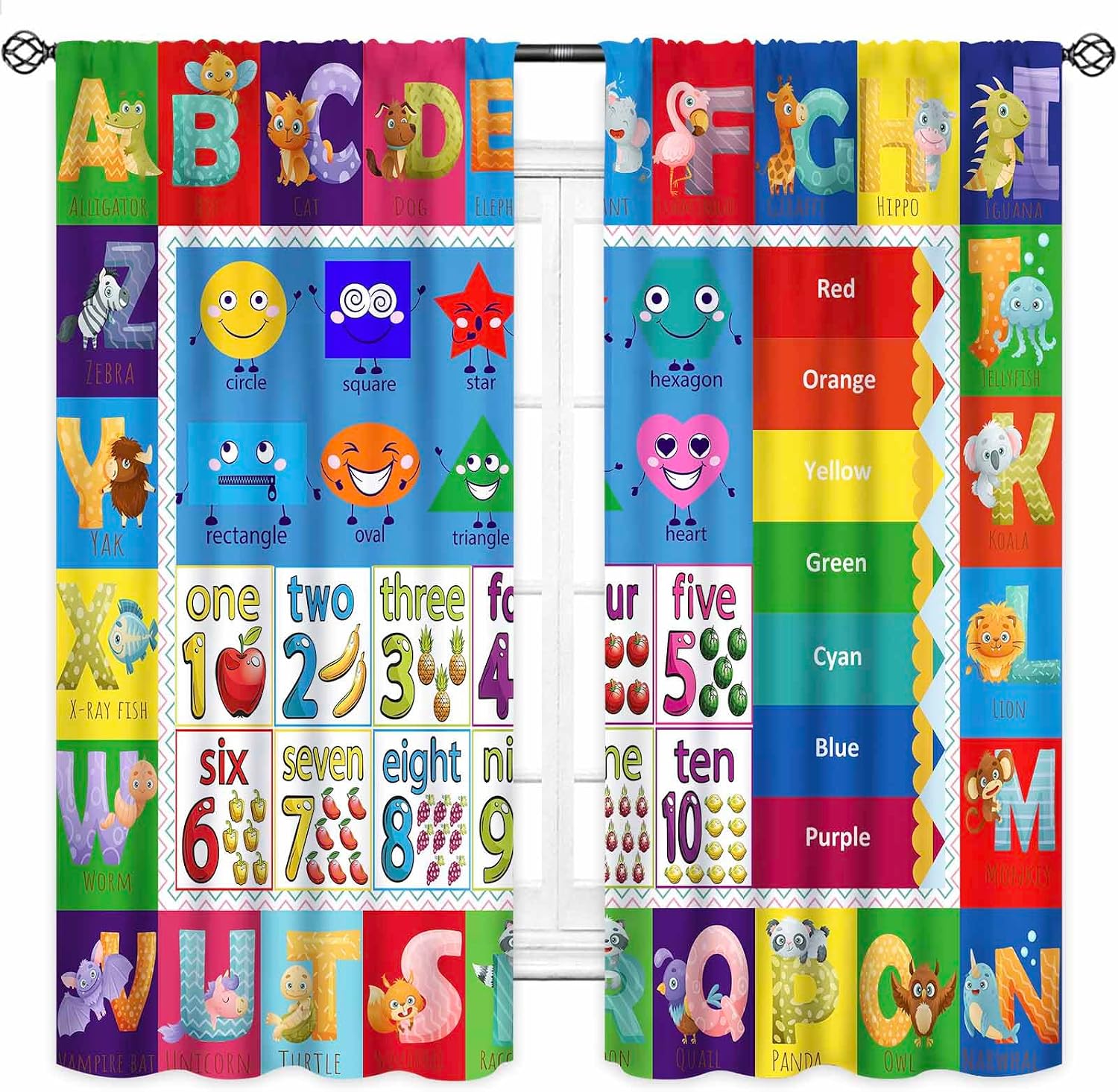 ผ้าม่านลายตัวอักษรและรูปทรง AB - Abc Kids Early Education บทวิจารณ์และราคา