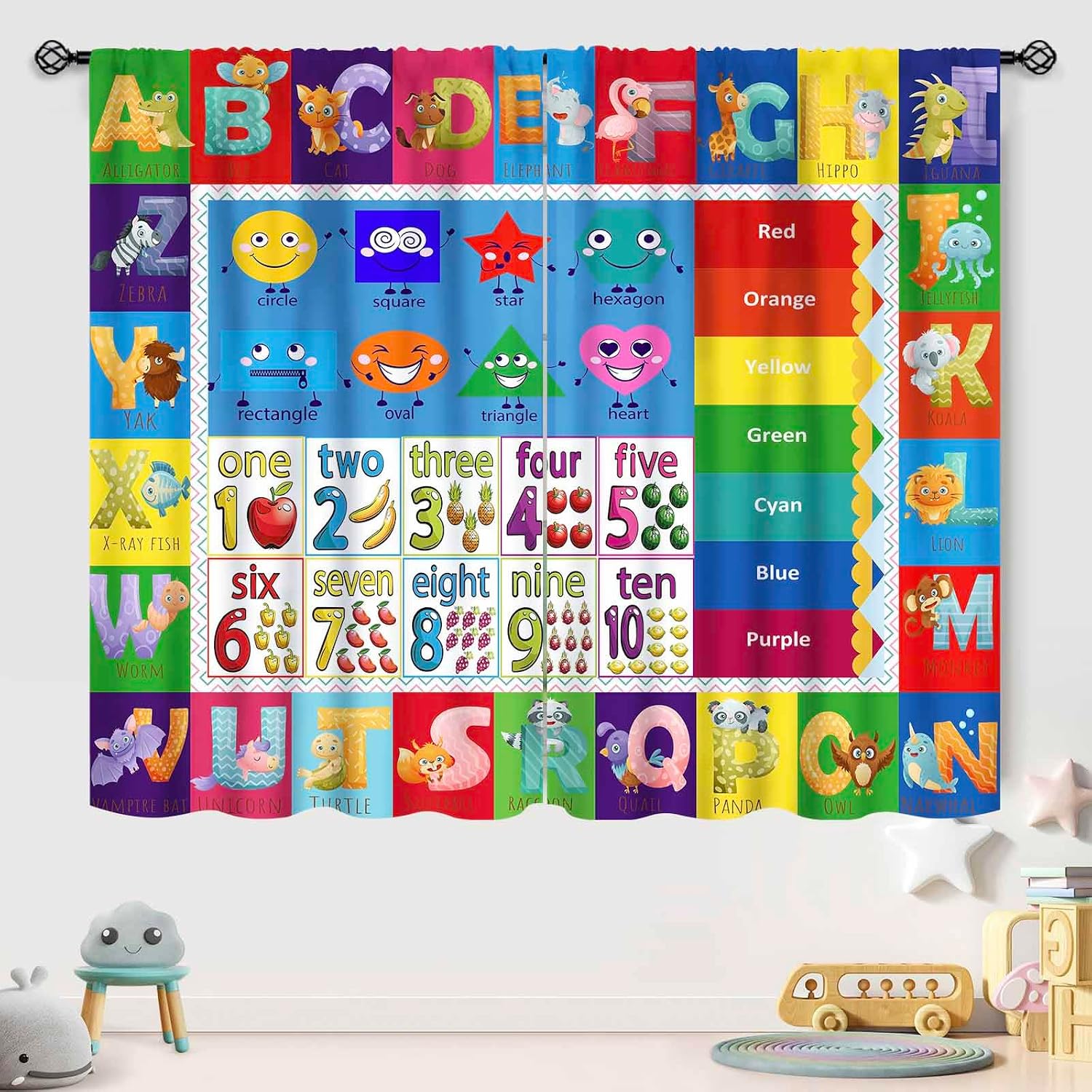 ผ้าม่านลายตัวอักษรและรูปทรง AB - Abc Kids Early Education บทวิจารณ์และราคา
